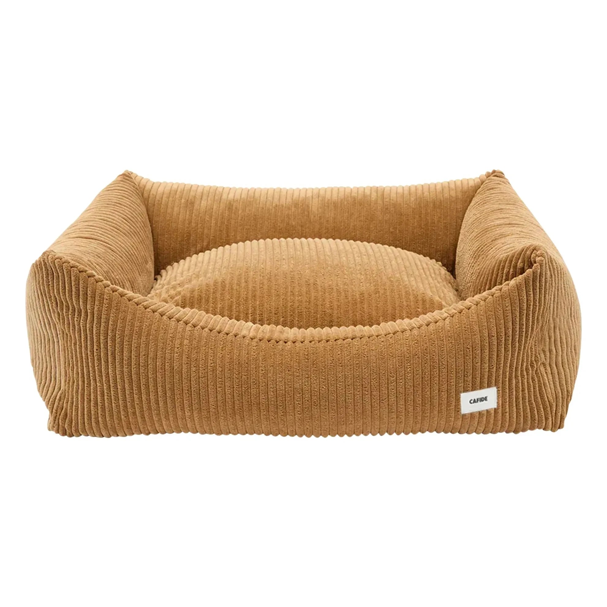 Cafide - Snozy Velvet Dog Bed | Mustard