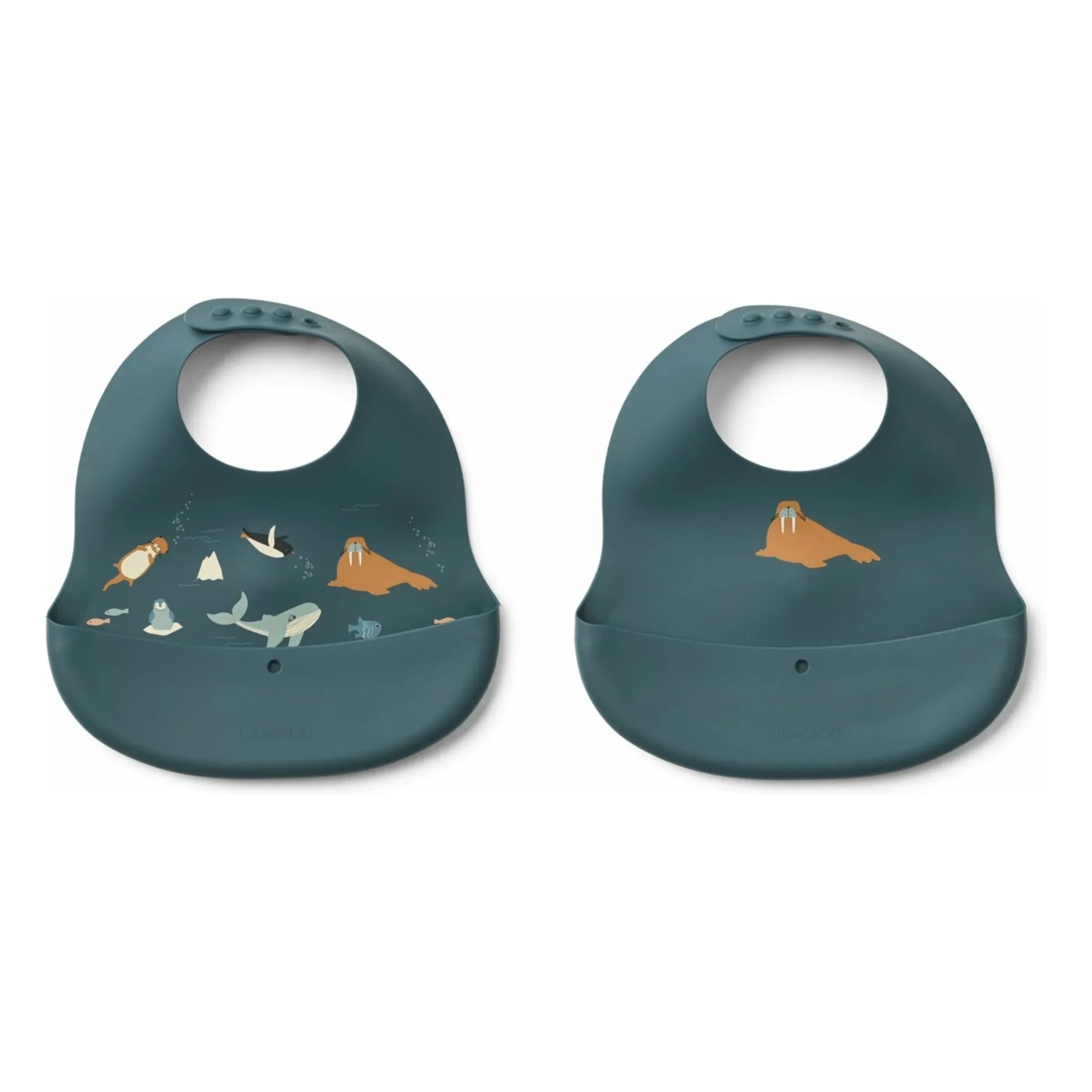 Liewood - Ember Silicone Bibs - Set of 2 | Arctic Sea/Ocean View