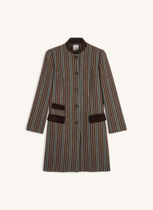 Maria de la Orden - Cassius Striped Wool Coat | Brown