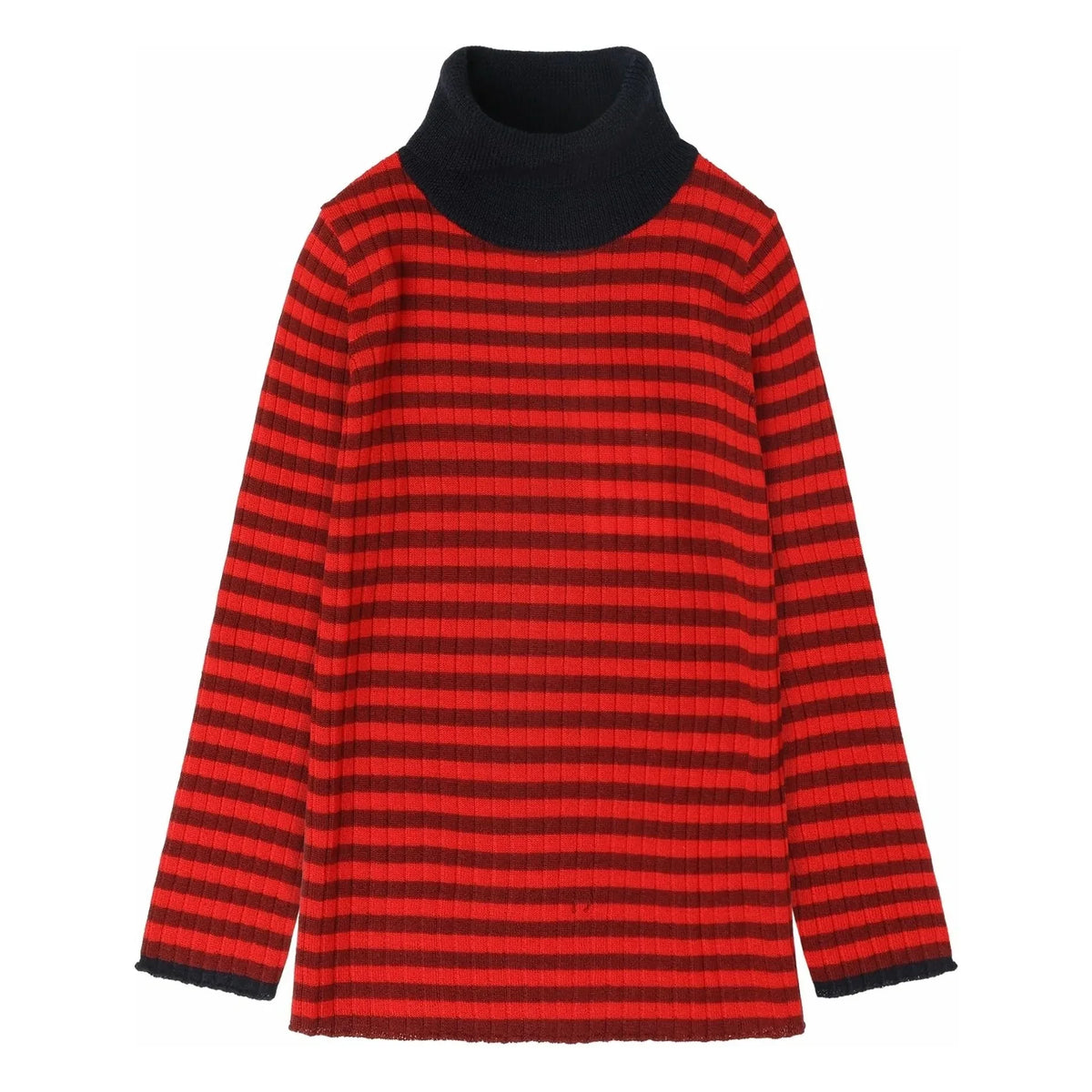 FUB - Merino wool striped rib-knit turtleneck | Red