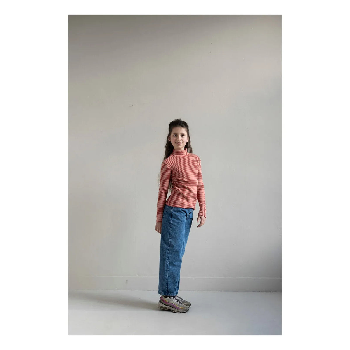 Jenest - Tara Striped Turtleneck Top | Red
