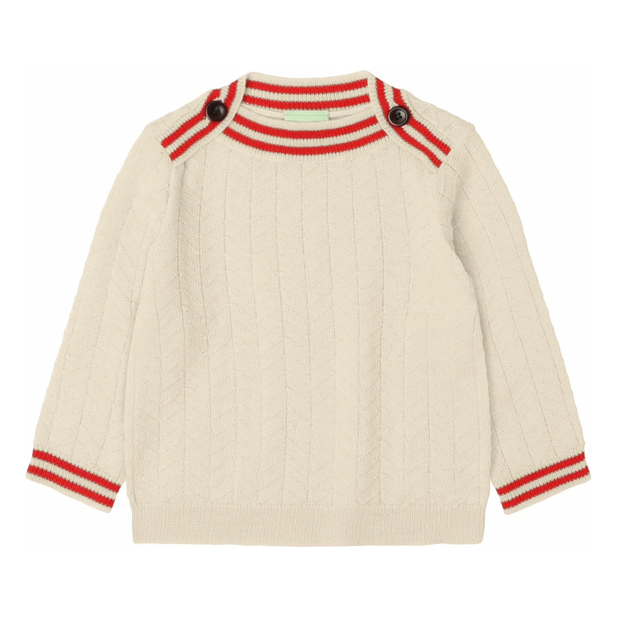FUB - Zigzag Buttoned Sweater Fine Knit Merino Wool | Ecru