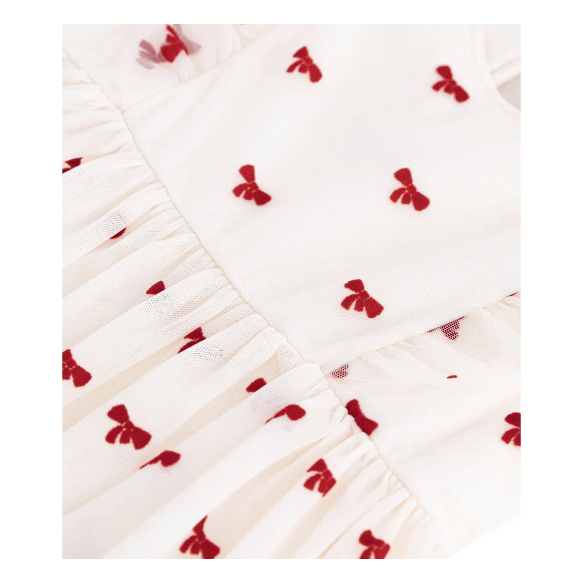Petit Bateau - Tül Düğümlü Elbise | Ecru