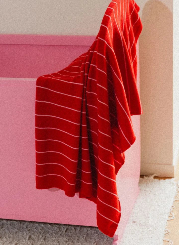 Hvid - Harry Striped Merino Wool Blanket | Red