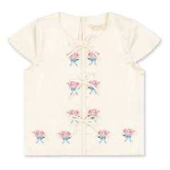 Konges Sløjd - Shimmer Embroidered Tie Blouse | Ecru