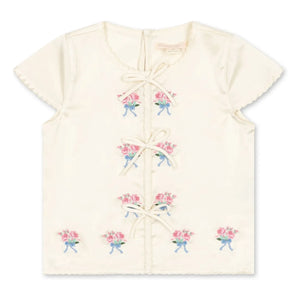 Konges Sløjd - Shimmer Embroidered Tie Blouse | Ecru