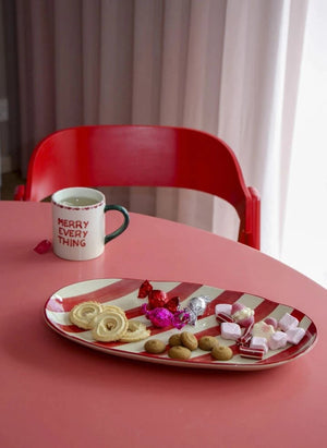 Rice - Striped Ceramic Plate | Red