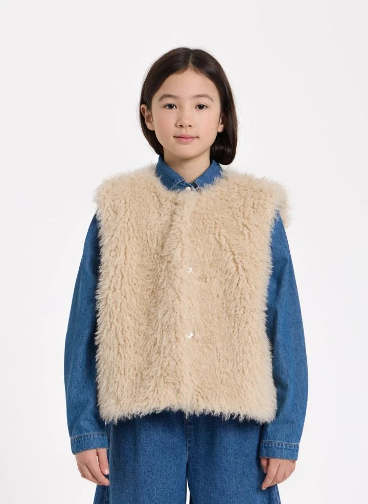 Hundred Pieces - Joyce Sleeveless Fur Jacket | Beige