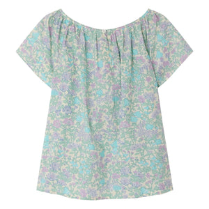 Bonpoint - Grenade Liberty Organic Cotton Drawstring Blouse | Green Water