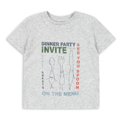 Konges Sløjd - Famo Dinner Party Organic Cotton T-Shirt | Grey Melange