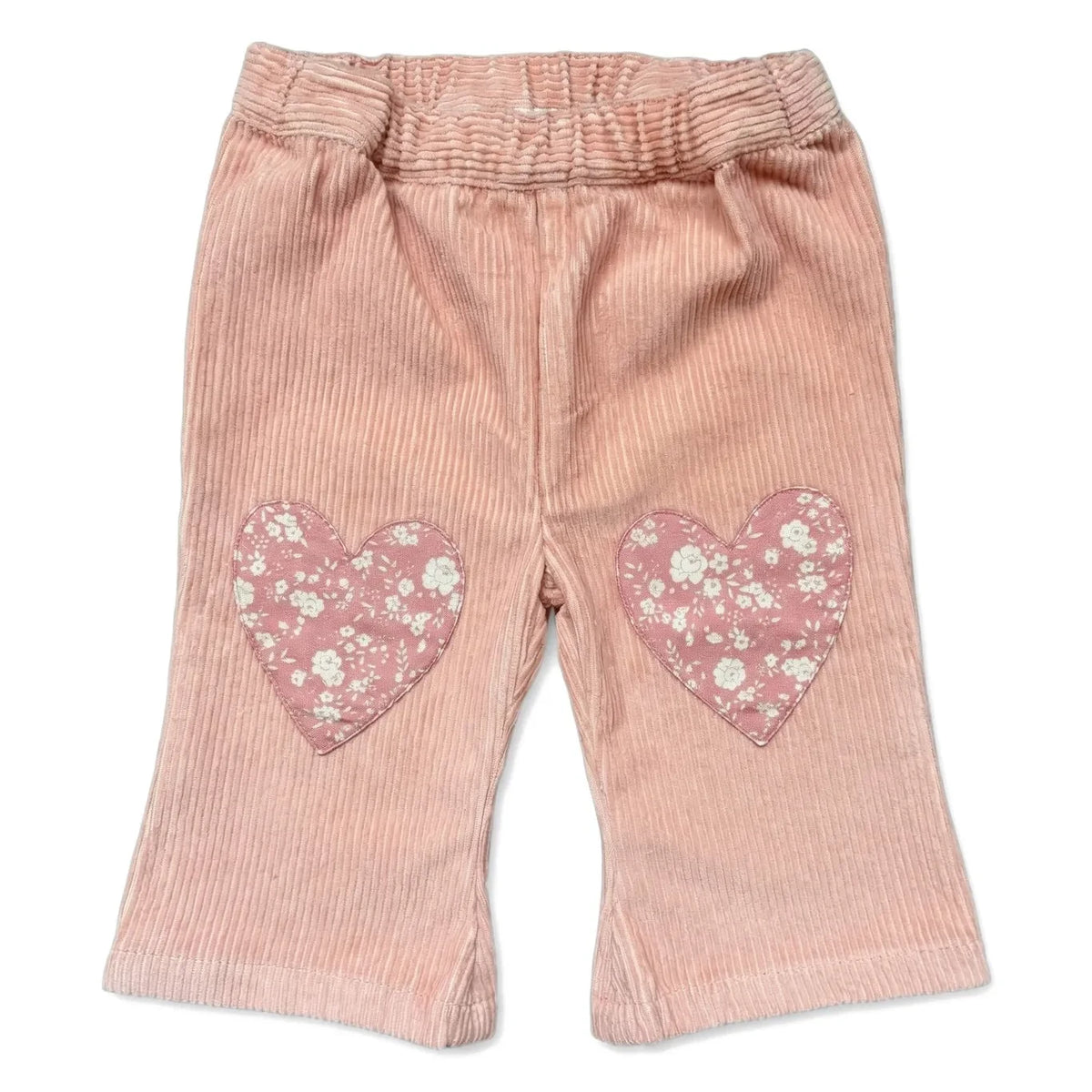 Louis Louise - Holly Hearts Ribbed Velvet Baby Pants | Light Powder Pink