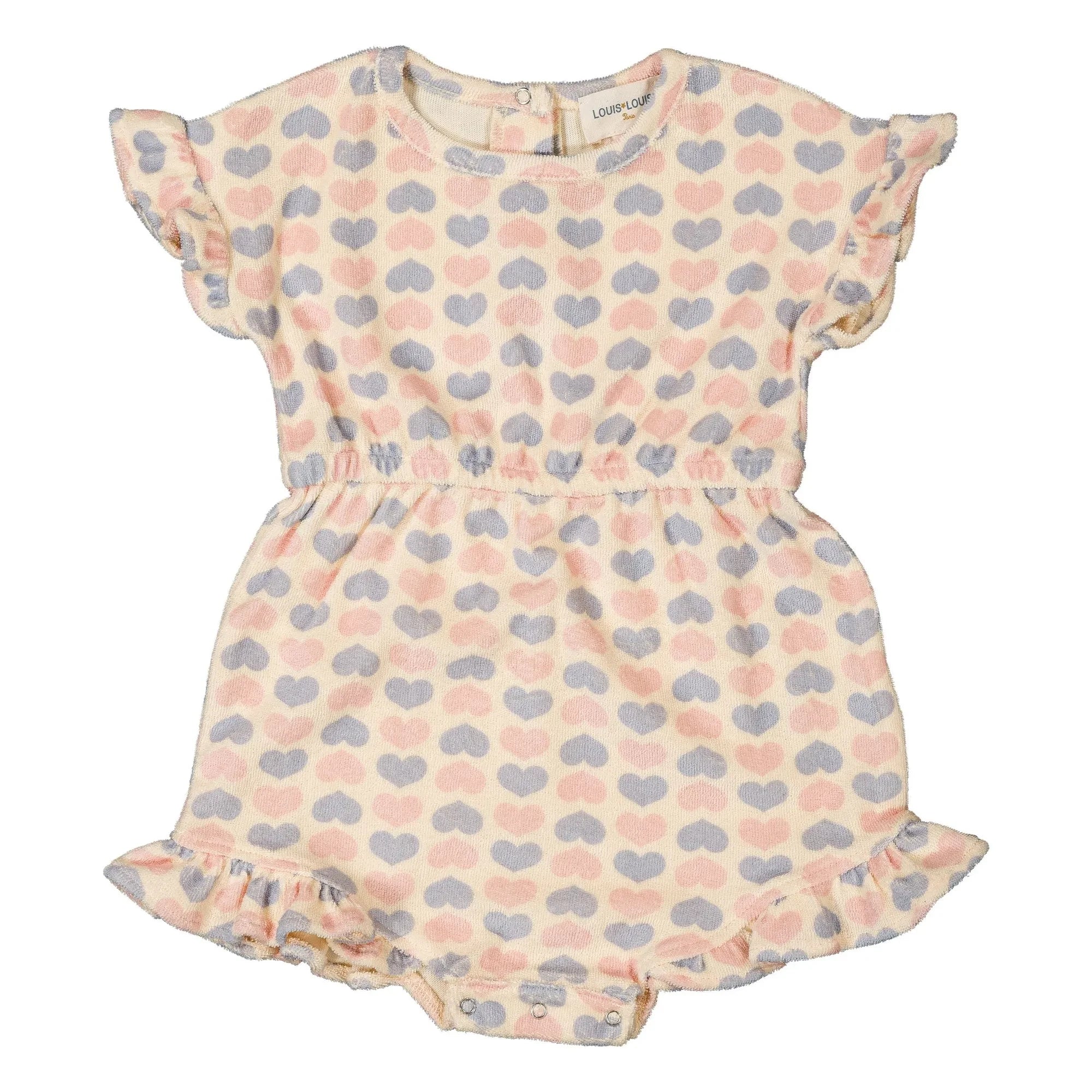 Louis Louise - Pampas Ruffle Terry Heart Jumpsuit | Light Pink