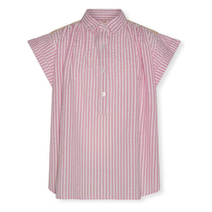 AO76 - Eva Striped Button-up Blouse | Pink