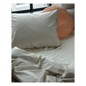 Suite 702 - Organic Percale Striped Duvet Cover | Brown-Ivory | Brown
