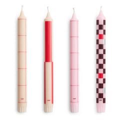 Hay - Patterned candles - Set of 4 | Red