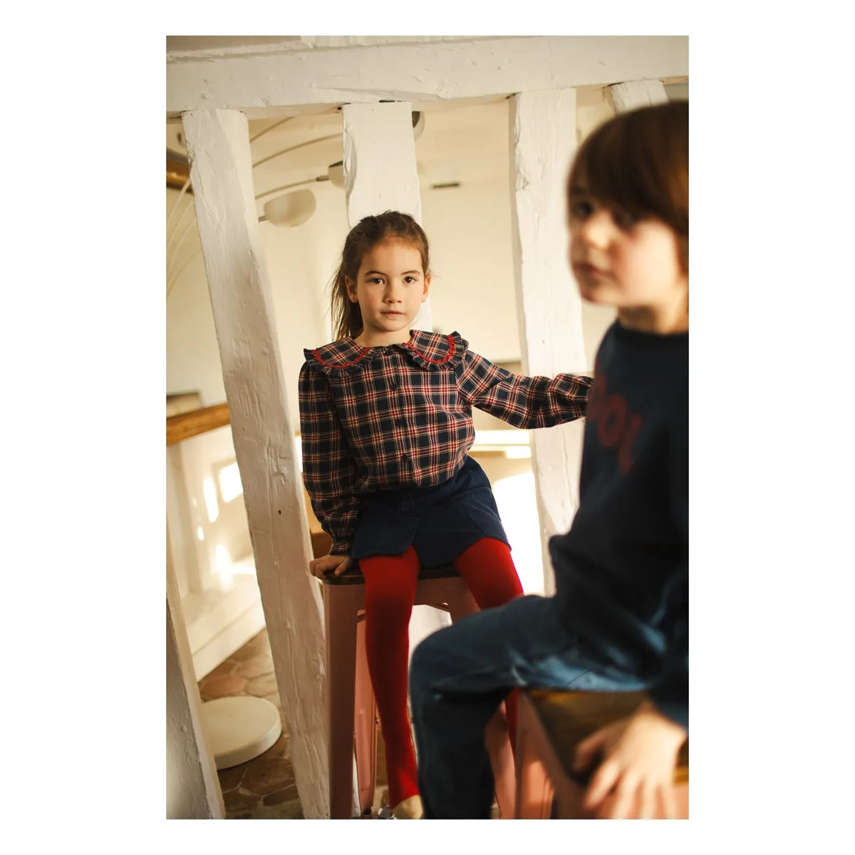 Louis Louise - Sybillou Checked Blouse | Navy