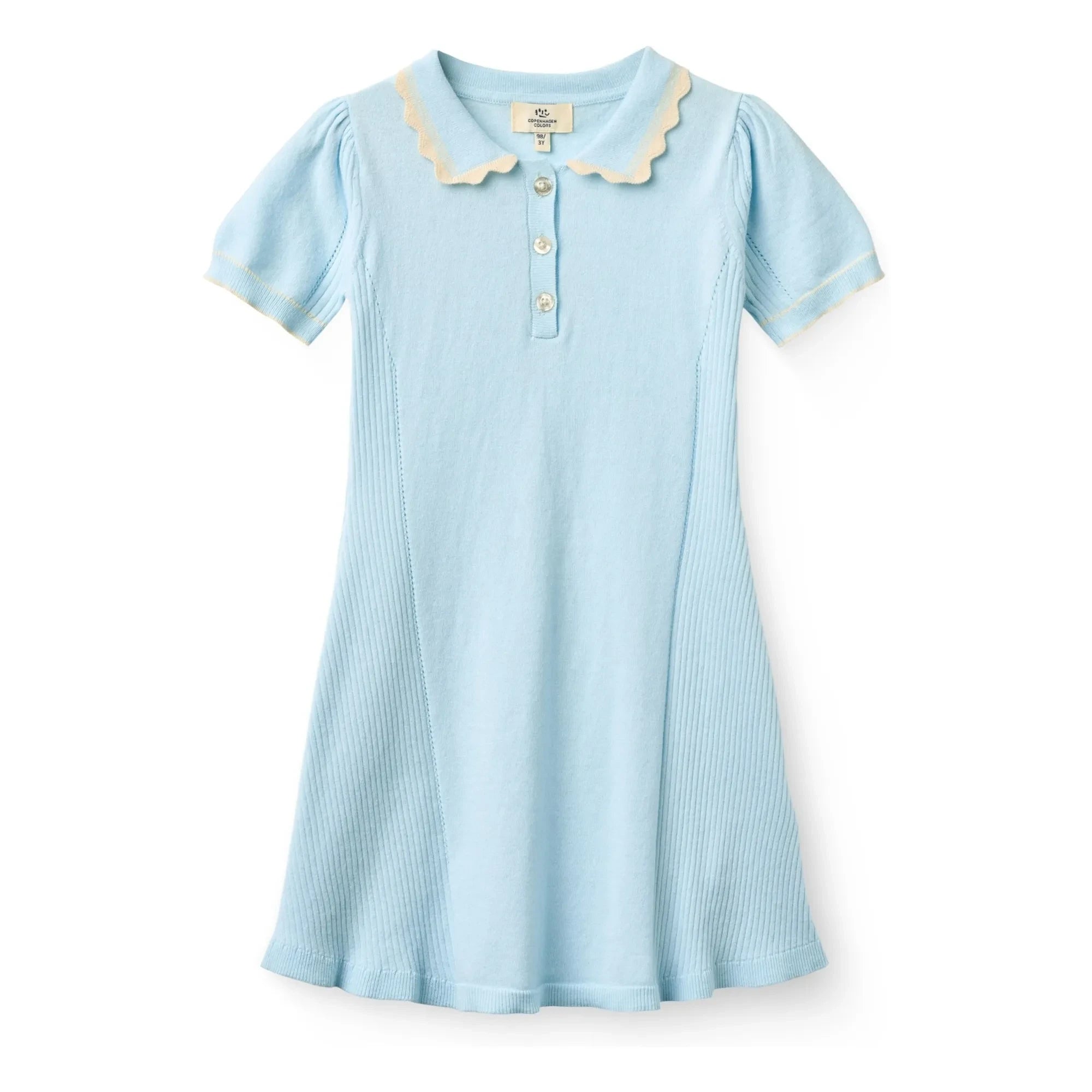Copenhagen Colors - Organic Cotton Houndstooth Dress | Ice Blue