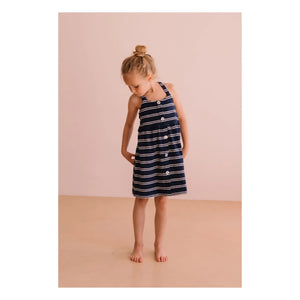 We Are Kids - Simonetta Çizgili Organik Pamuklu Havlu Elbise | Lacivert