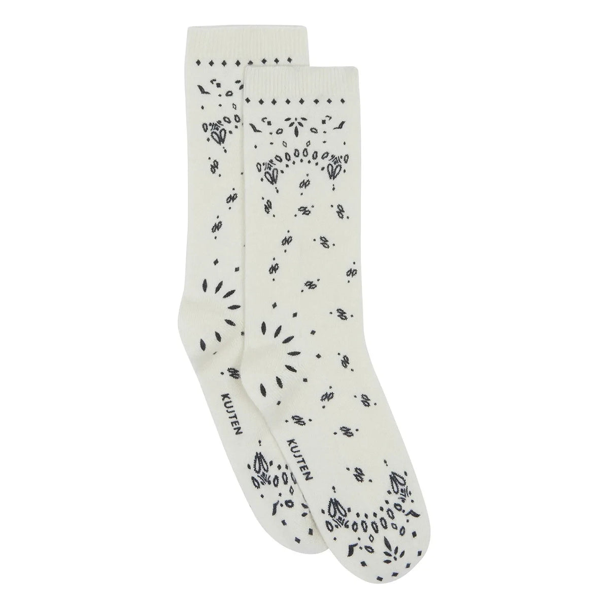 Kujten - Sig Bandana Cashmere Socks | White