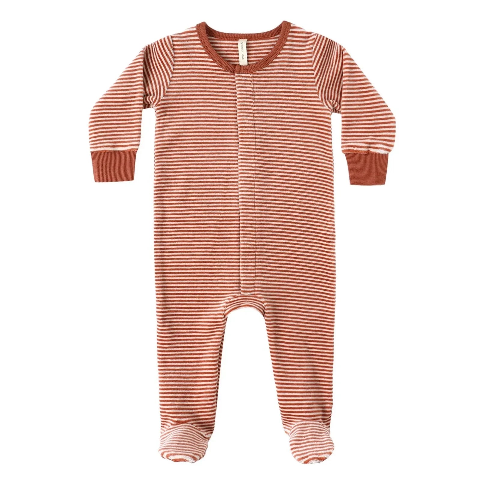 Quincy Mae - Striped Footed Romper | Rouge Brun