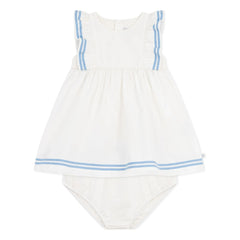 Petit Bateau - Organic Cotton Poplin Marine Dress and Romper Set | White