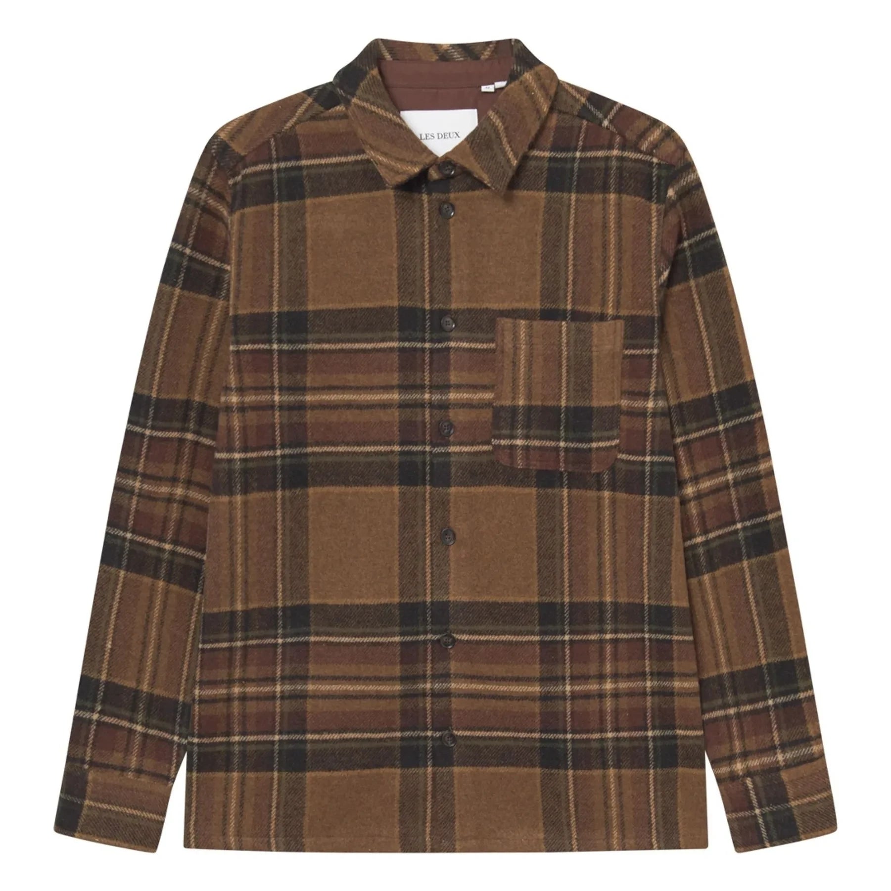 Les Deux - Checkered wool overshirt | Brown
