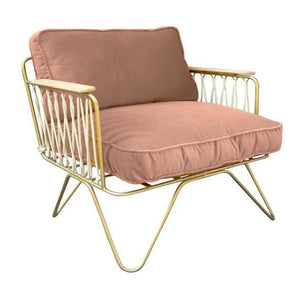 Honoré - Croisette Matte Gold and Velvet Armchair | Pink