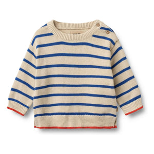 Wheat - Morgan Organic Cotton Striped Knit Sweater | Blue