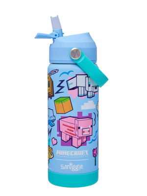 Smiggle - Minecraft Paslanmaz Çelik Gizli Pipetli 550ML Matara