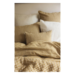 Gabrielle Paris - Gingham Washed Linen Duvet Cover | Yellow Curry