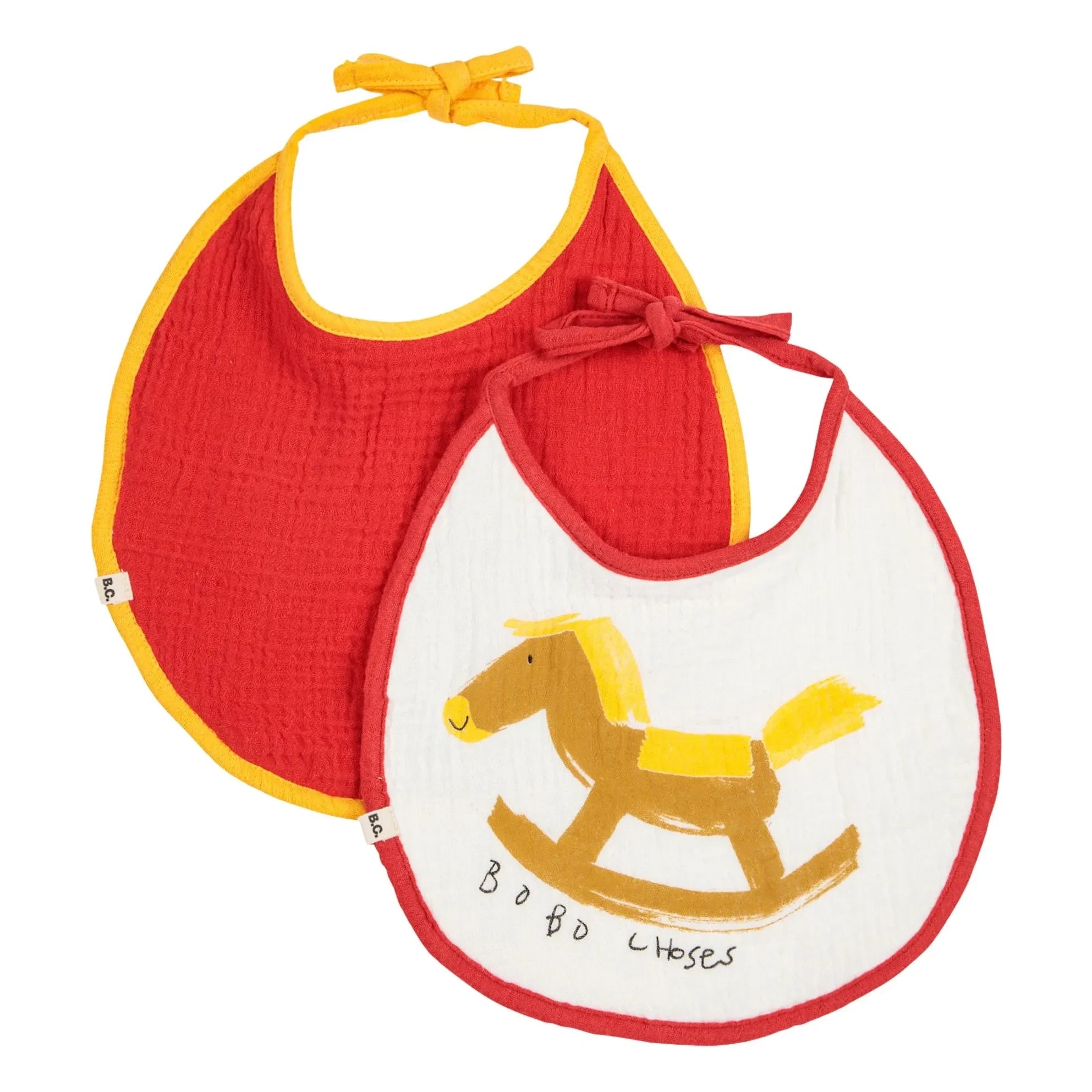 Bobo Choses - 2-Pack Organic Cotton Muslin Bib Set | Red