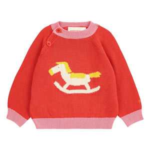 Bobo Choses - Organic Cotton Swinging Horse Sweater | Red