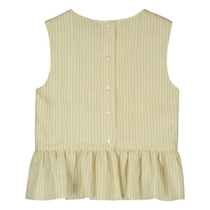Tangerine - Striped Sleeveless Ruffled Top | Pale Yellow