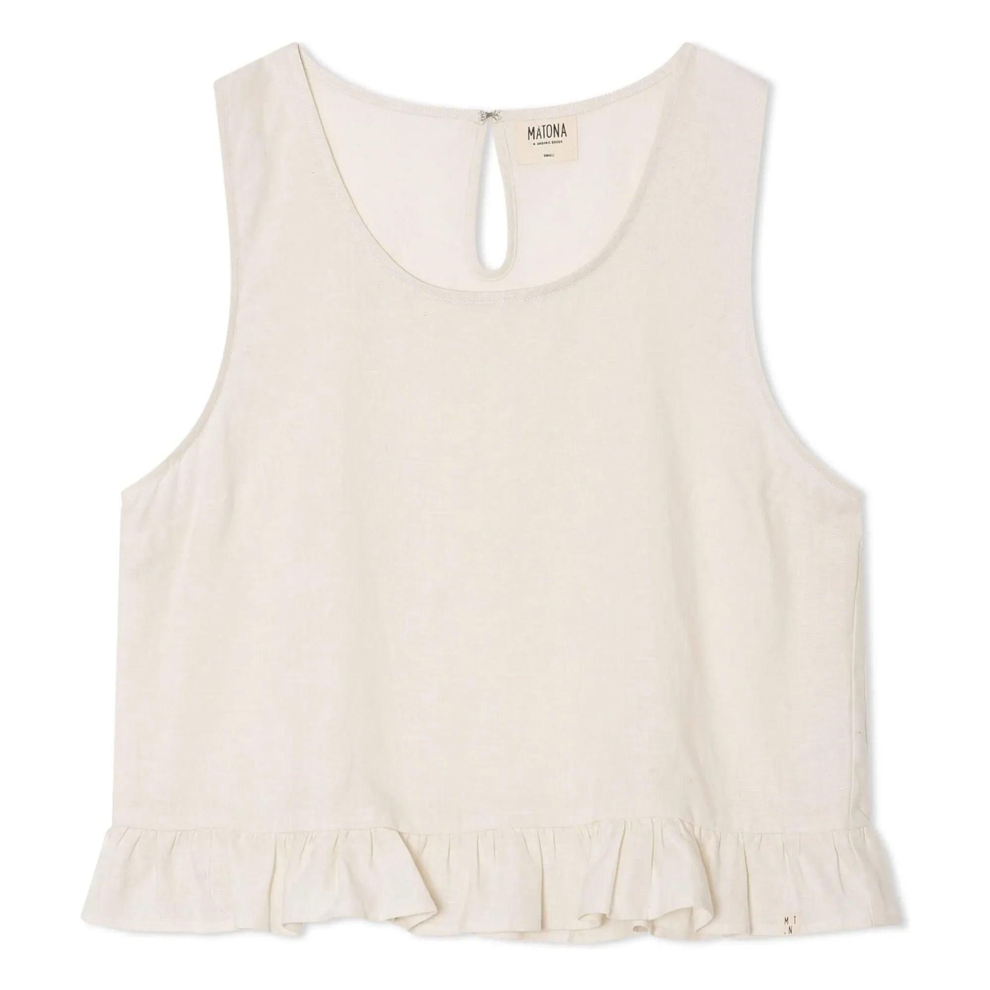 Matona - Gathered Linen Top | White