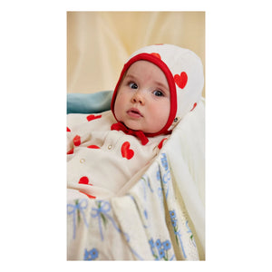 Mini Rodini - Béguin Heart Patterned Organic Cotton | White