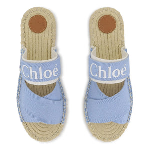 Chloé - Logo Denim Sandals | Blue