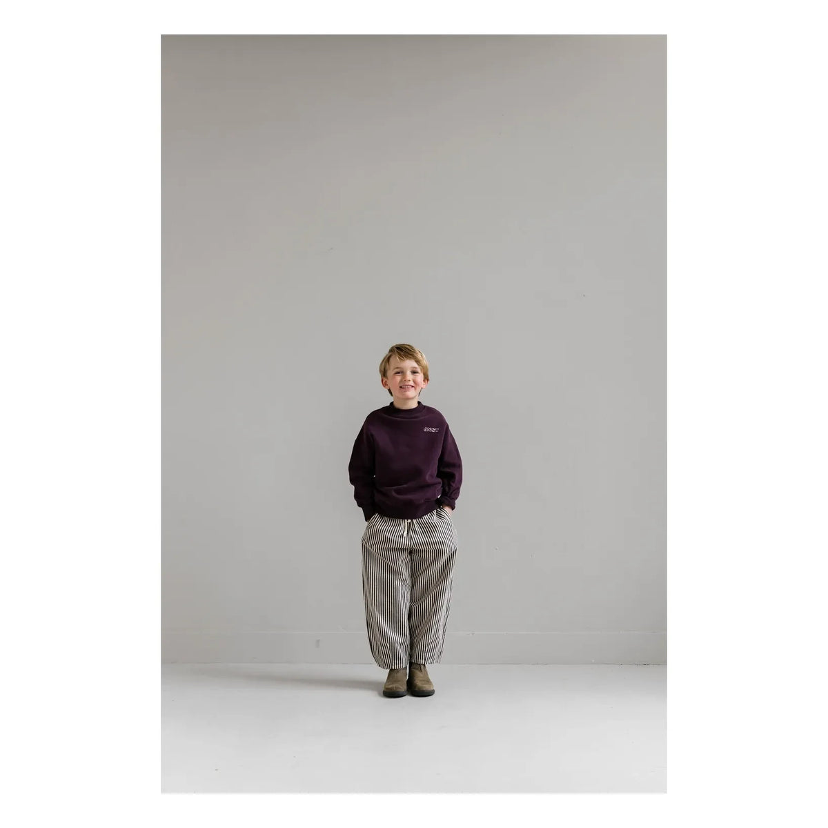 Jenest - Striped Pants | Burgundy