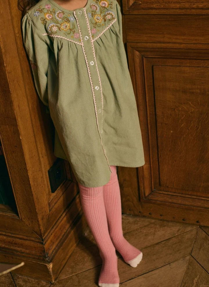 Louise Misha - Floriane Lightweight Velvet Dress | Almond Green