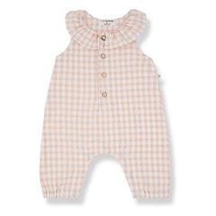 1+ in the family - Egina Vichy Seersucker Romper | Beige Pink