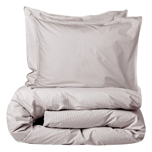 Suite 702 - Organic Percale Striped Duvet Cover | Brown-Ivory | Brown