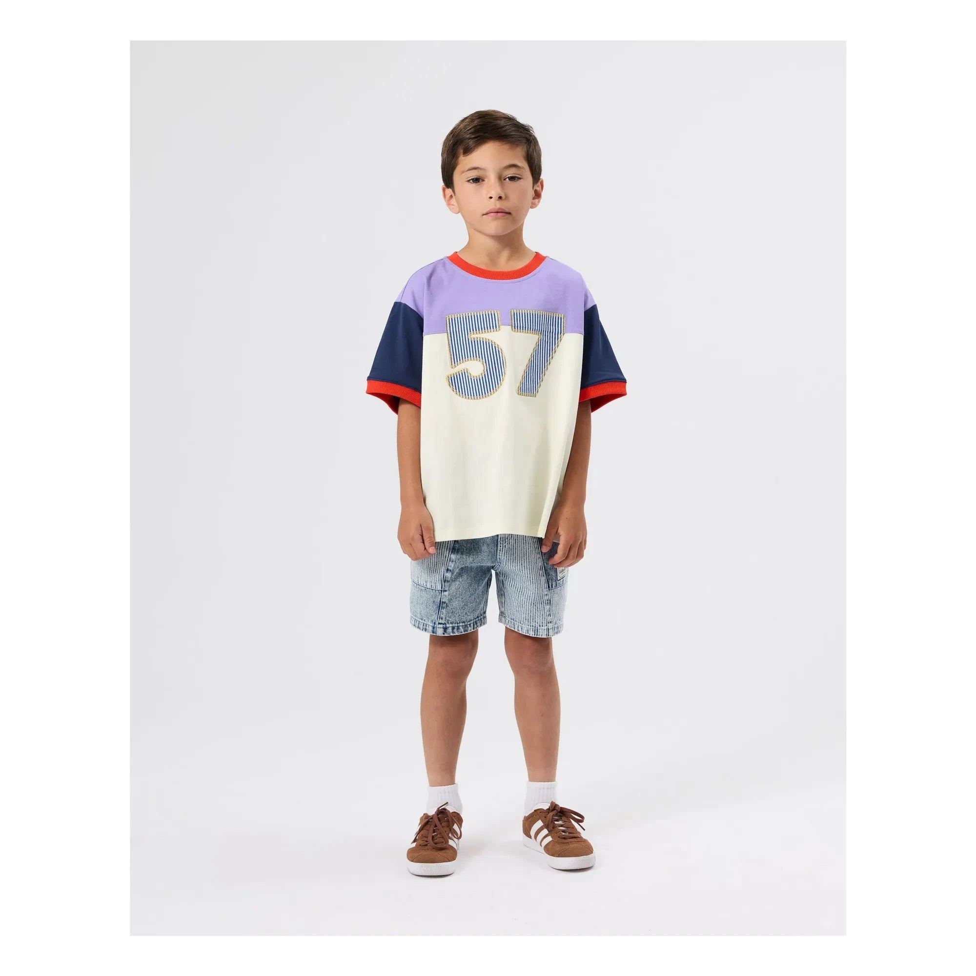 Goldie + Ace - Striped Denim Shorts | Blue