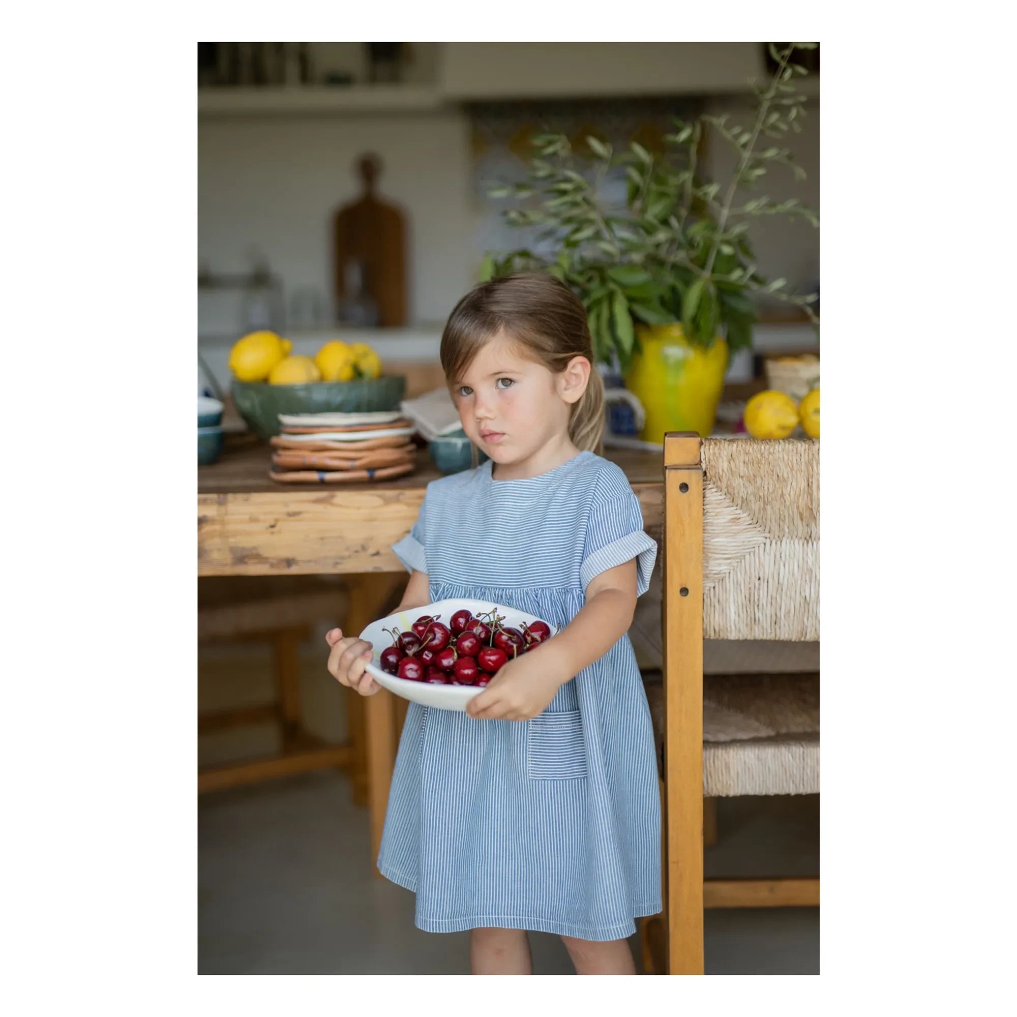 1+ in the family - Striped Margalida Denim Dress Organic Cotton | Light Blue
