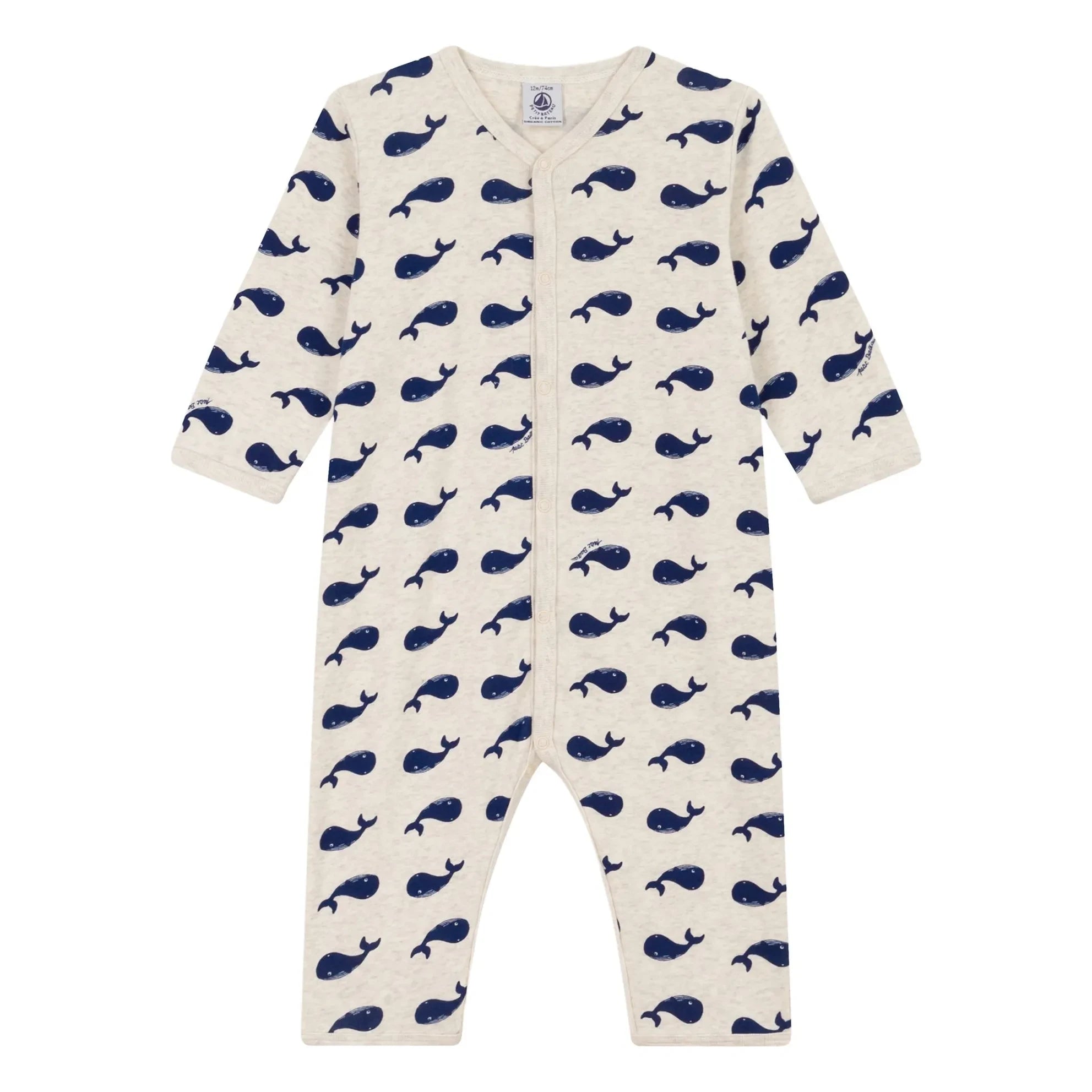 Petit Bateau - Banded Organic Cotton Pajama | Dark Gray Beige