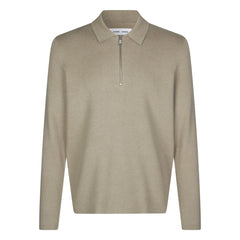 Samsoe Samsoe - Guna Long Sleeve Half Zip Polo Shirt | Beige