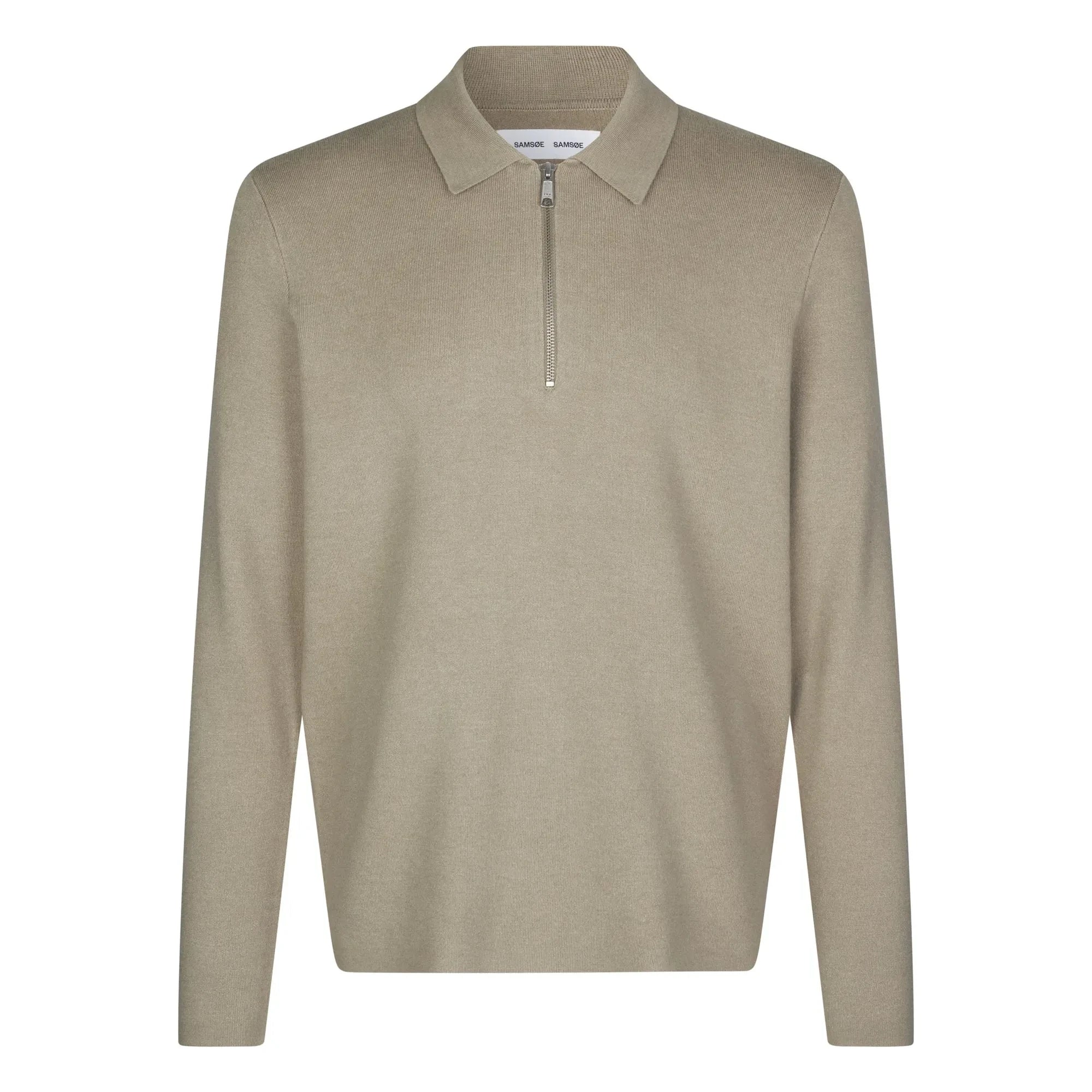Samsoe Samsoe - Guna Long Sleeve Half Zip Polo Shirt | Beige