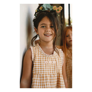 Lilinoa - Embroidered Checked Top Esther | Caramel