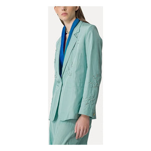 Forte Forte - Square Cut Taffeta Embroidered Jacket | Aqua