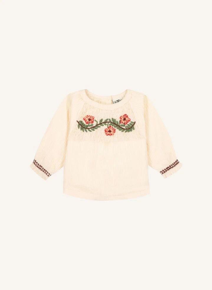 Bonton - Flower Embroidered Blouse | Ecru