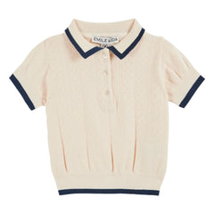 Emile to Ida - Pointelle Contrast Polo Organik Pamuk | Cream