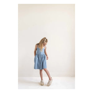 Jenest - Striped Organic Cotton Romper Dress | Light Blue
